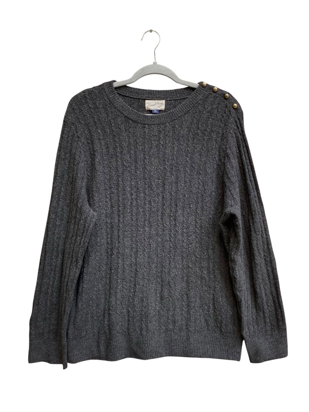 UNIVERSAL THREAD Gray Sweater Knit Crewneck Pullover Button Womens Size XXL NWT